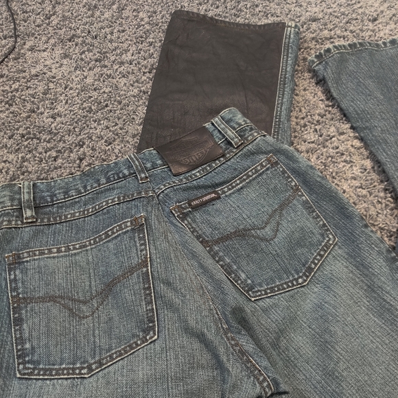 Harley Davidson leather and denim boot cut jeans - Picture 3 of 6